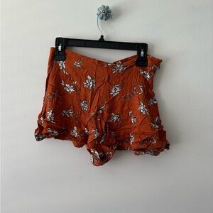 Floral Print Rust Women Shorts